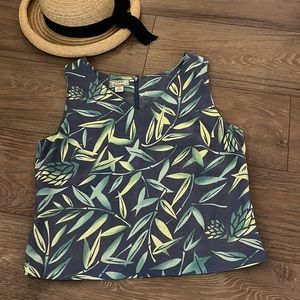 Leaf Print Sleeveless Top